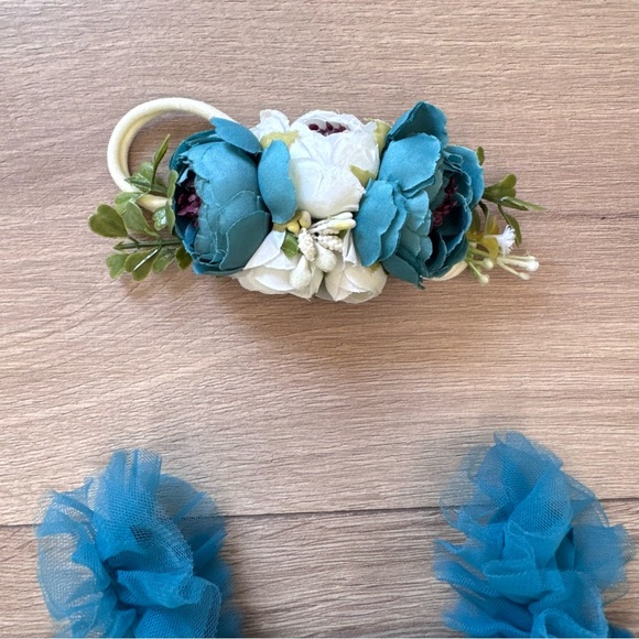 Peacock Tulle Baby Dress + Headband Set 6-9 Months - Picture 4 of 7